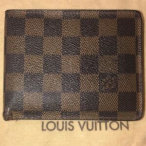 M LOUIS VUITTON Damier Ebene Portefeiulle Florin Bifold Wallet - Repaired
